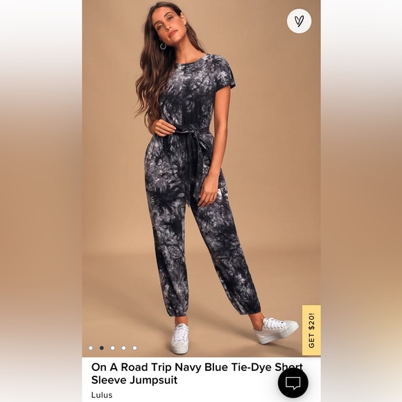Lulus On a Road Trip Navy Blue Tie-Dye Short Sleeve Jumpsuit - Picture 2 of 10